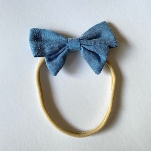 FREE - Denim Chambray Hair Bow Headband for Babies Toddlers